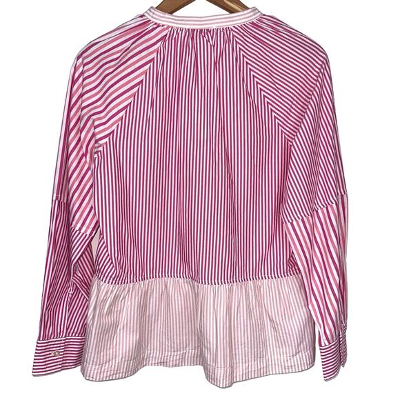 NWT Free Assembly V-Neck Long Sleeve Fuchsia Fedora Stripe Peplum Top Size Small - Picture 11 of 14